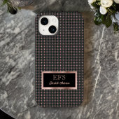 Zwart en Coppery Faux Roos Goud Elegant Monogram Case-Mate iPhone Case