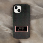 Zwart en Coppery Faux Roos Goud Elegant Monogram Case-Mate iPhone Case