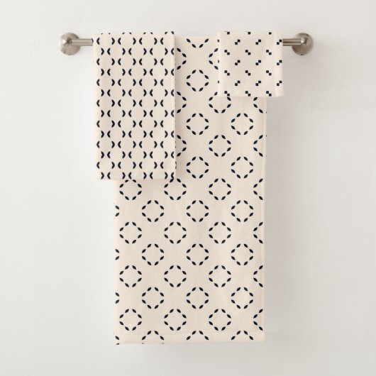 Zwart en Cream Chi Geometrisch Bad Handdoek (Insitu)