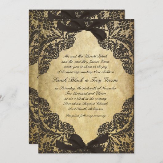 zwart en Cream Lace Kaart (Voorkant / Achterkant)