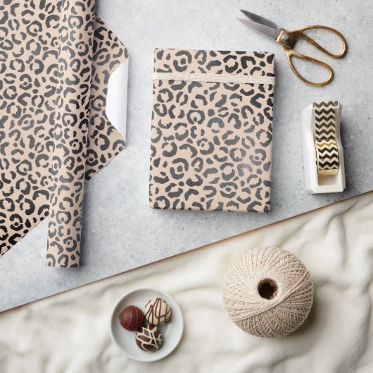 Zwart en Cream Leopard Print Cadeaupapier (Crafts)