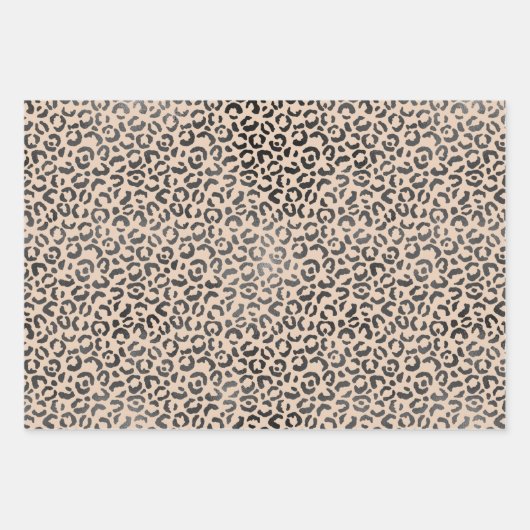 Zwart en Cream Leopard Print Inpakpapier Vel (Voorkant)
