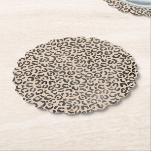 Zwart en Cream Leopard Print Kartonnen Onderzetters