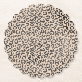 Zwart en Cream Leopard Print Kartonnen Onderzetters (Voorkant)