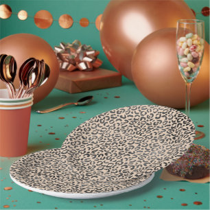Zwart en Cream Leopard Print Papieren Bordje