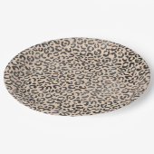 Zwart en Cream Leopard Print Papieren Bordje (Gekanteld)