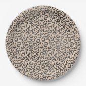 Zwart en Cream Leopard Print Papieren Bordje (Voorkant)