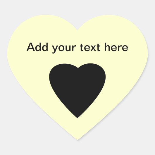 Zwart en Cream Love Heart Design. Hart Sticker (Voorkant)