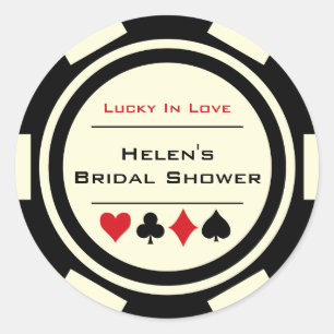Zwart en Cream Poker Chip Vrijgezellenfeest Ronde Sticker
