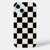 Zwart en Cream Retro Check Case-Mate iPhone Case (Achterkant)