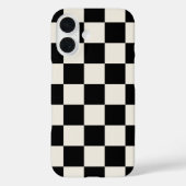 Zwart en Cream Retro Check Case-Mate iPhone Case (Achterkant)