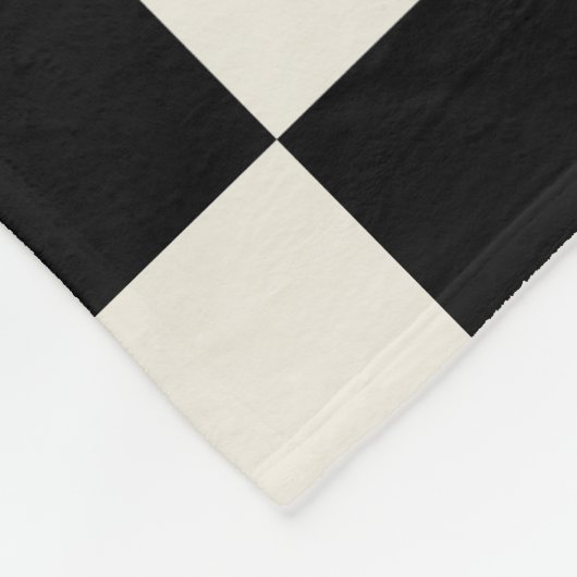 Zwart en Cream Retro Check Fleece Deken (Hoek)