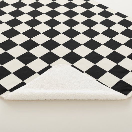 Zwart en Cream Retro Check Sherpa Deken (3/4)