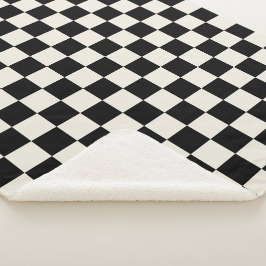 Zwart en Cream Retro Check Sherpa Deken (3/4)