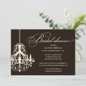 ZWART- EN CREAMCHANDELIER | VRIJGEZELLENFEEST INVI KAART (Staand voorkant)