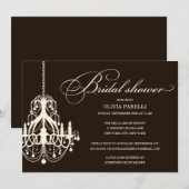 ZWART- EN CREAMCHANDELIER | VRIJGEZELLENFEEST INVI KAART (Voorkant / Achterkant)