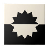 Zwart en Crean Sun Mid Century Modern Tegeltje (Voorkant)