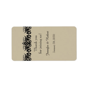 Zwart en Crème Bloemen Bruiloft Lip Balm Label