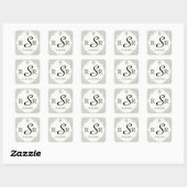  zwart en crème diamanten bruiloft monogram vierkante sticker (Vel)