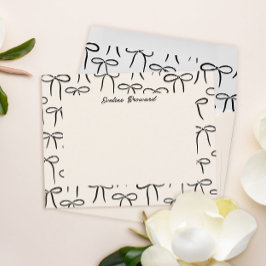 Zwart en Crème Eenvoudige Bogen Persoonlijk Briefp Notitiekaartje