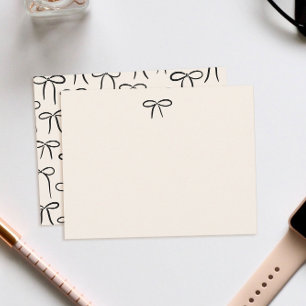 Zwart en Crème Eenvoudige Boog Persoonlijk Briefpa Notitiekaartje