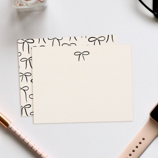 Zwart en Crème Eenvoudige Boog Persoonlijk Briefpa Notitiekaartje