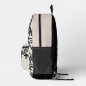 Zwart en Crème Frans Toile Patroon Gepersonaliseer Bedrukte Rugzak (Rechts)