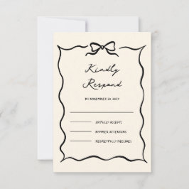 Zwart en Crème Handgetekende Boog Bruiloft RSVP Kaartje