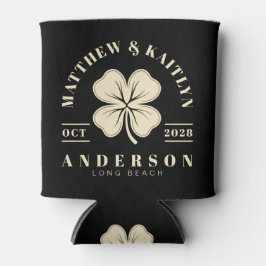 Zwart en Crème Iers Geluksbloem Huwelijks Wapen Blikjeskoeler