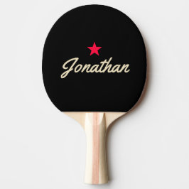 Zwart en Crème Kleur Vintage Ster Handtekening Tafeltennisbatje