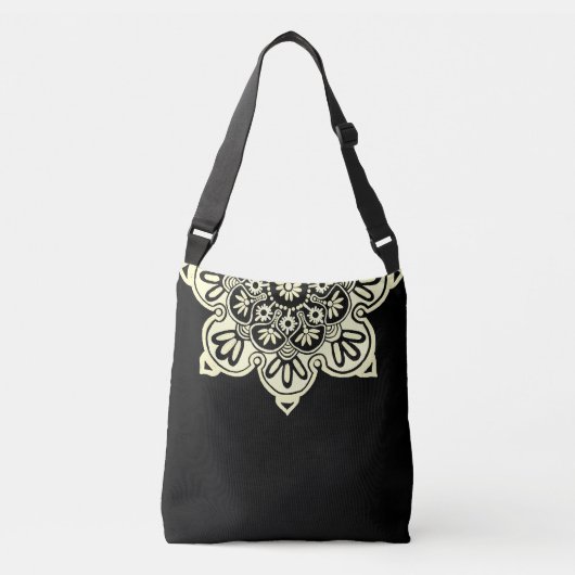 zwart en crème Medallion Crossbody Bag Crossbody Tas (Voorkant)