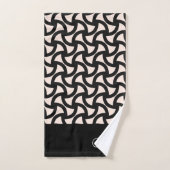 Zwart en Crème Modern Elegant Monogram Bad Handdoek (Handdoek)