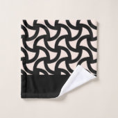 Zwart en Crème Modern Elegant Monogram Bad Handdoek (Wasdoekje)