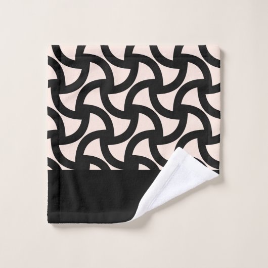 Zwart en Crème Modern Elegant Monogram Bad Handdoek (Wasdoekje)