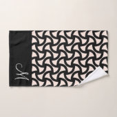 Zwart en Crème Modern Elegant Monogram Bad Handdoek (Handdoek)