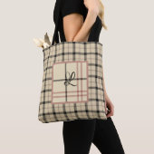Zwart en Crème Plaid Gepersonaliseerd Tote Bag (Dichtbij)