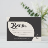 zwart en crème RSVP kaartje (Staand voorkant)
