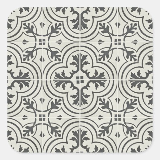 Zwart en crème vloerpatroon textuur vierkante sticker (Voorkant)