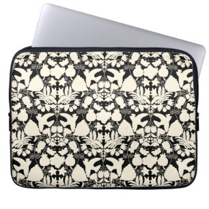 Zwart en Crème Volkskunst Otomi Symmetrisch Patroo Laptop Sleeve