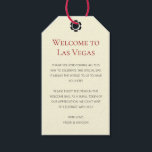 Zwart en crème Welkom bij Las Vegas Wedding Cadeaulabel<br><div class="desc">Trouwen in Las Vegas? Deze romige off-white en zwarte welkomstgeschenk labels zouden een perfecte aanvulling zijn op de welkomstmand van uw gast in hun hotel. Personaliseer met je eigen oprechte tekst.</div>