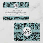 Zwart en Damast Bloemen met Koraal Trim Visitekaartje (Voorkant / Achterkant)
