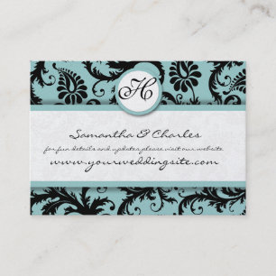 Zwart en Damast Bloemen met Koraal Trim Visitekaartje