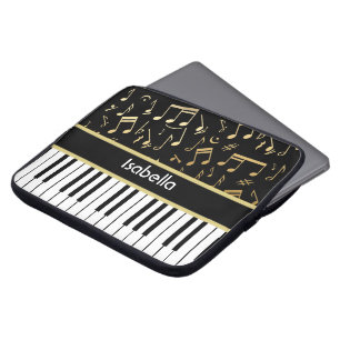 Zwart en de Gouden muzieknoten en Sleutels van de Laptop Sleeve