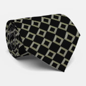 Zwart en Diamond Shape Pattern Stropdas (Opgerold)