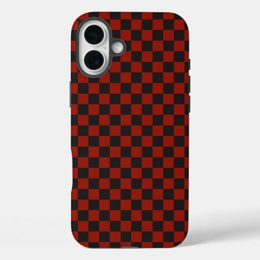 Zwart en diep rood dambordpatroon Case-Mate iPhone case (Achterkant)