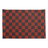 Zwart en diep rood dambordpatroon kussensloop (Achterkant-Rechts)