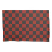 Zwart en diep rood dambordpatroon kussensloop (Voorkant-Links)