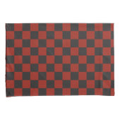 Zwart en diep rood dambordpatroon kussensloop (Voorkant-Rechts)