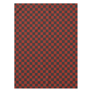 Zwart en diep rood dambordpatroon tafelkleed