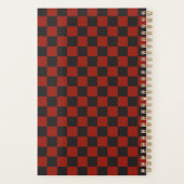 Zwart en diep rood schaakbordpatroon planner (Achterkant)